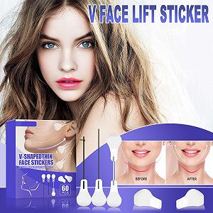 Наклейки для обличчя V-подібної форми Allbestaye, 60 штук, стрічка для підтяжки обличчя synthetic.ua - Фото 1