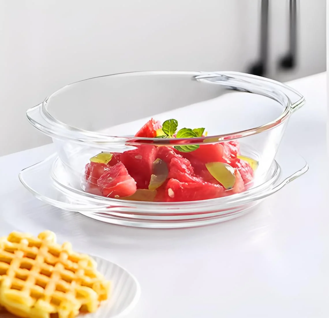 Форма для запікання кругла з кришкою 18.7 см 700 мл підходить для духовки та мікрохвильової печі, фото №4