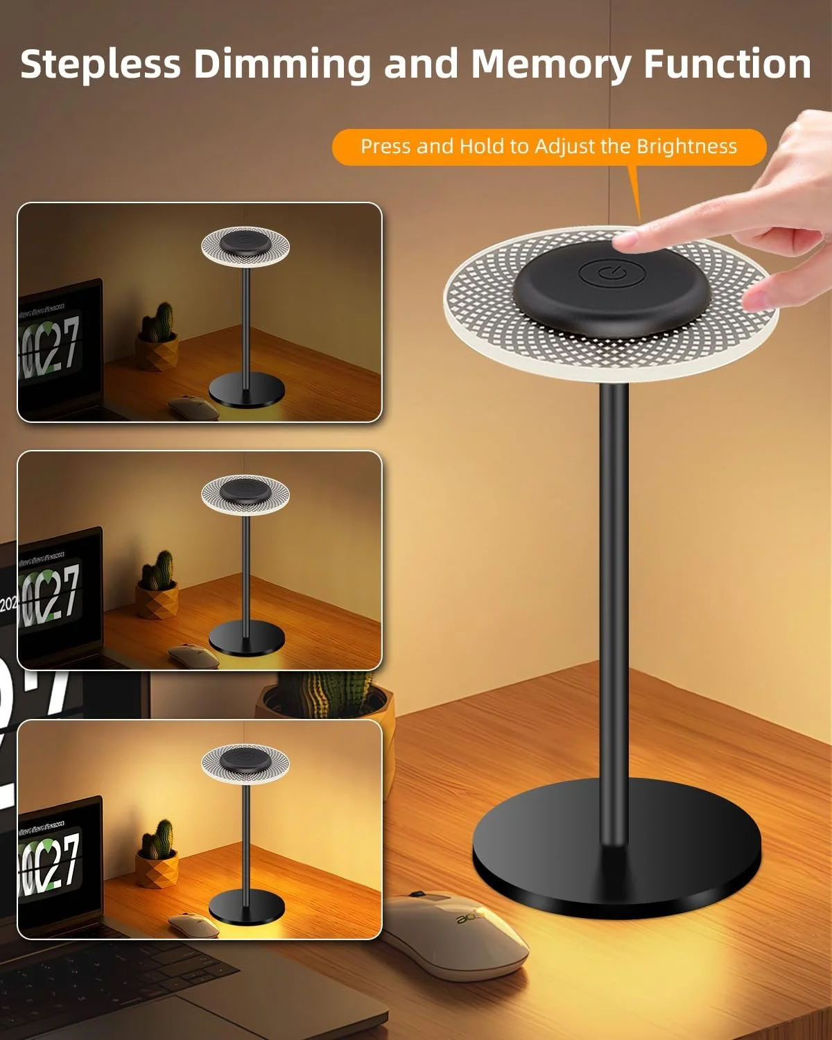 Настільна лампа LED Бездротова Акумуляторна 2200 mAh RGB IP54, фото №2