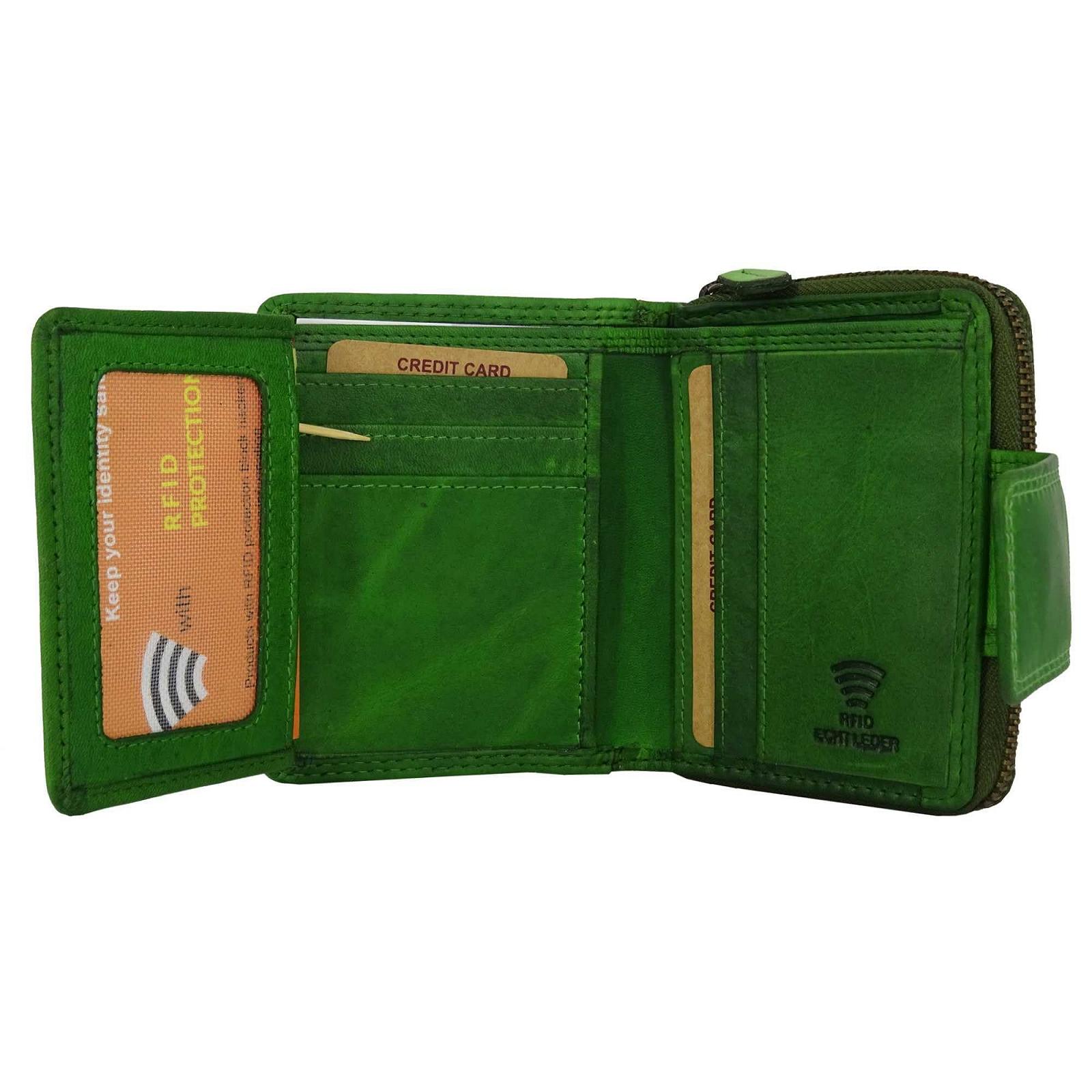 Гаманець Hill Burry з RFID захистом Шкіряний Жіночий Довгий Зелений, фото №4
