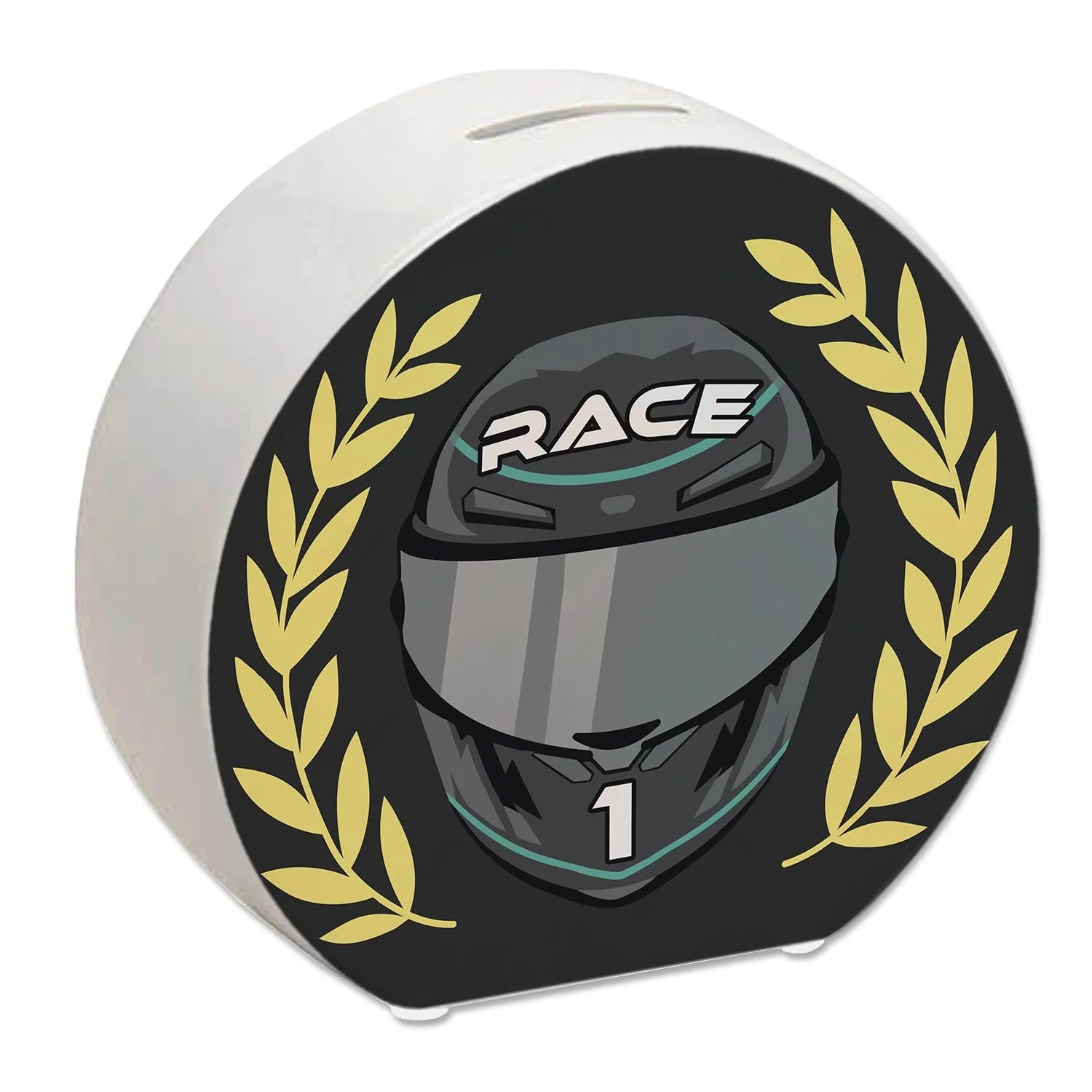 Скарбничка керамічна Шолом для автоспорту з вінком переможця, фото №1