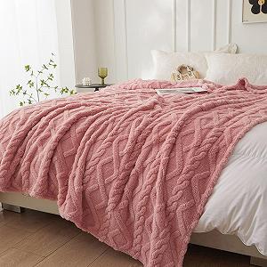 Покривало QOFLY Плюшева Рожева 200 x 230 см XXL Велика Тепла synthetic.ua - Фото 1