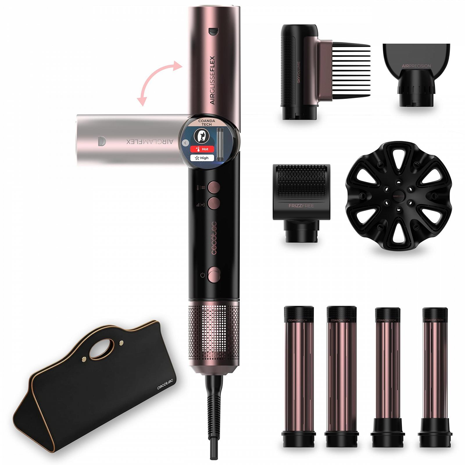 Фен-щітка Cecotec AirGlisse 8in1 Flex 1400 Вт 110,000 об/хв Кераміка-кератин CoandaTech Чорний, фото №1 Фен-щітка Cecotec AirGlisse 8in1 Flex 1400 Вт 110,000 об/хв Кераміка-кератин CoandaTech Чорний, фото №1