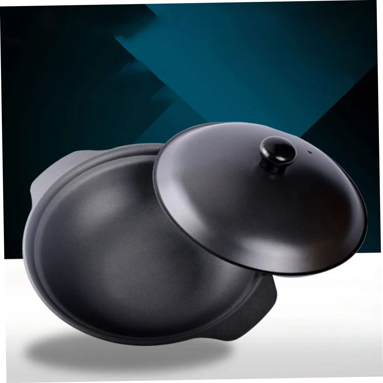 Глиняный горшок VALICLUD 22 cm термостойкий с крышкой, эргономичная ручка, фото №8