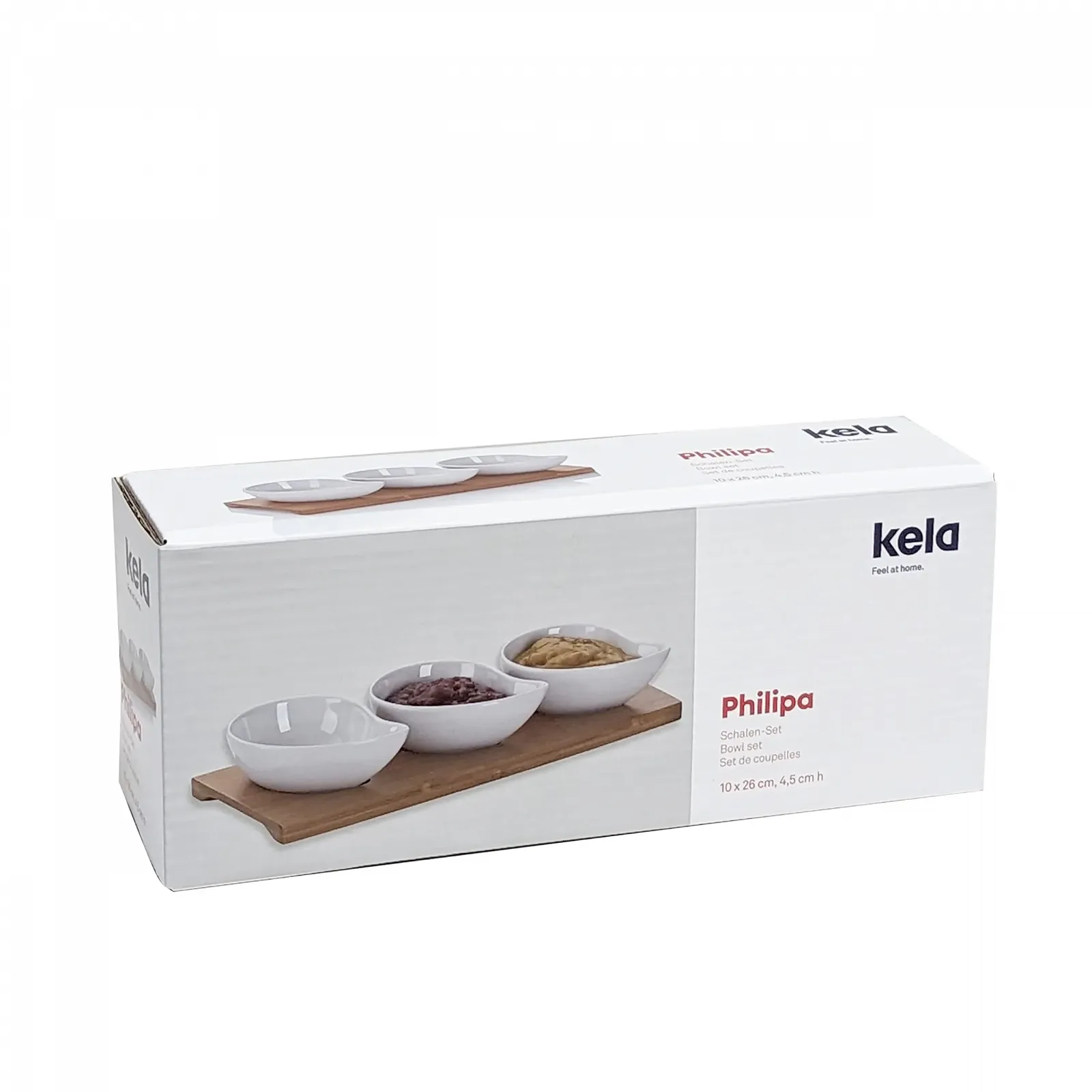 Набор мисок Philipa Kela 4 шт с бамбуковой доской 26 x 10 x 4.5 см Фарфор Белый, фото №7