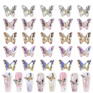 3D Подвески-бабочки для ногтей 25 шт Кристалл Бабочка Стразы и самоцветы для ногтей украшения для ногтей - Фото 1