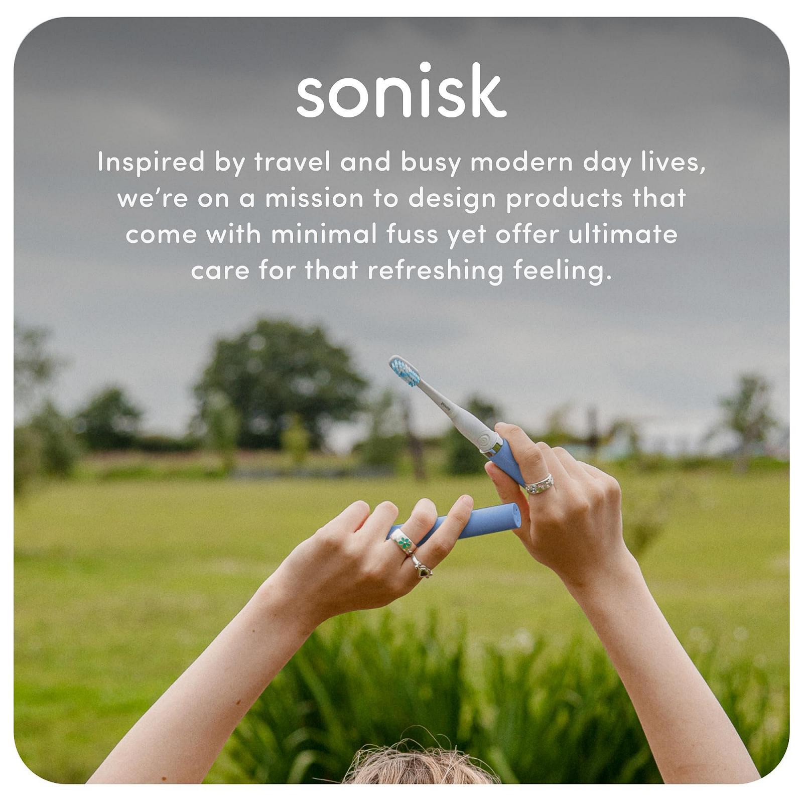 Зубная щетка электрическая Sonisk Sleek, 3 режима чистки, 2 насадки, матовый черный, фото №6
