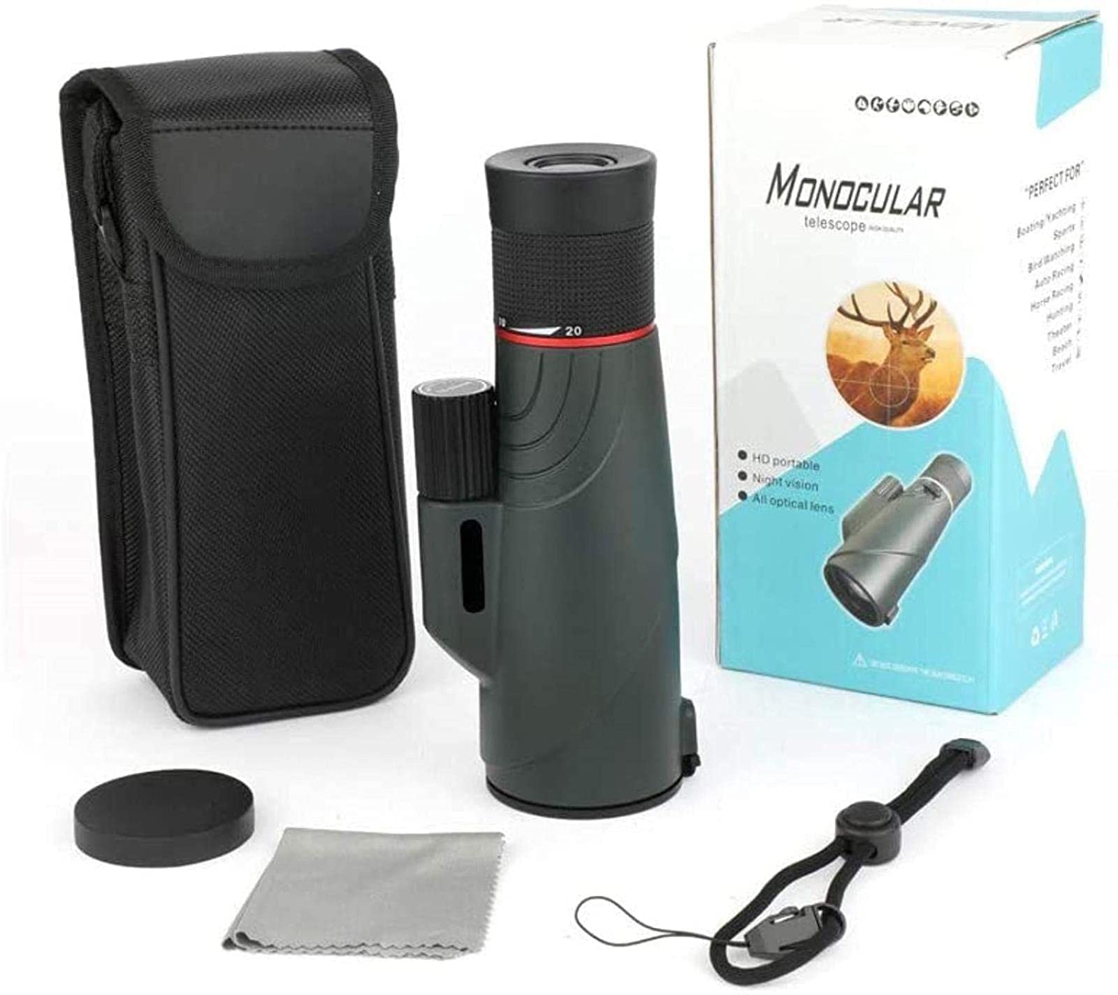 Монокуляр QHYTL 10-20x50 Високий зум Компактний IPX7 Водонепроникний об'єктив призма BAK4, фото №4