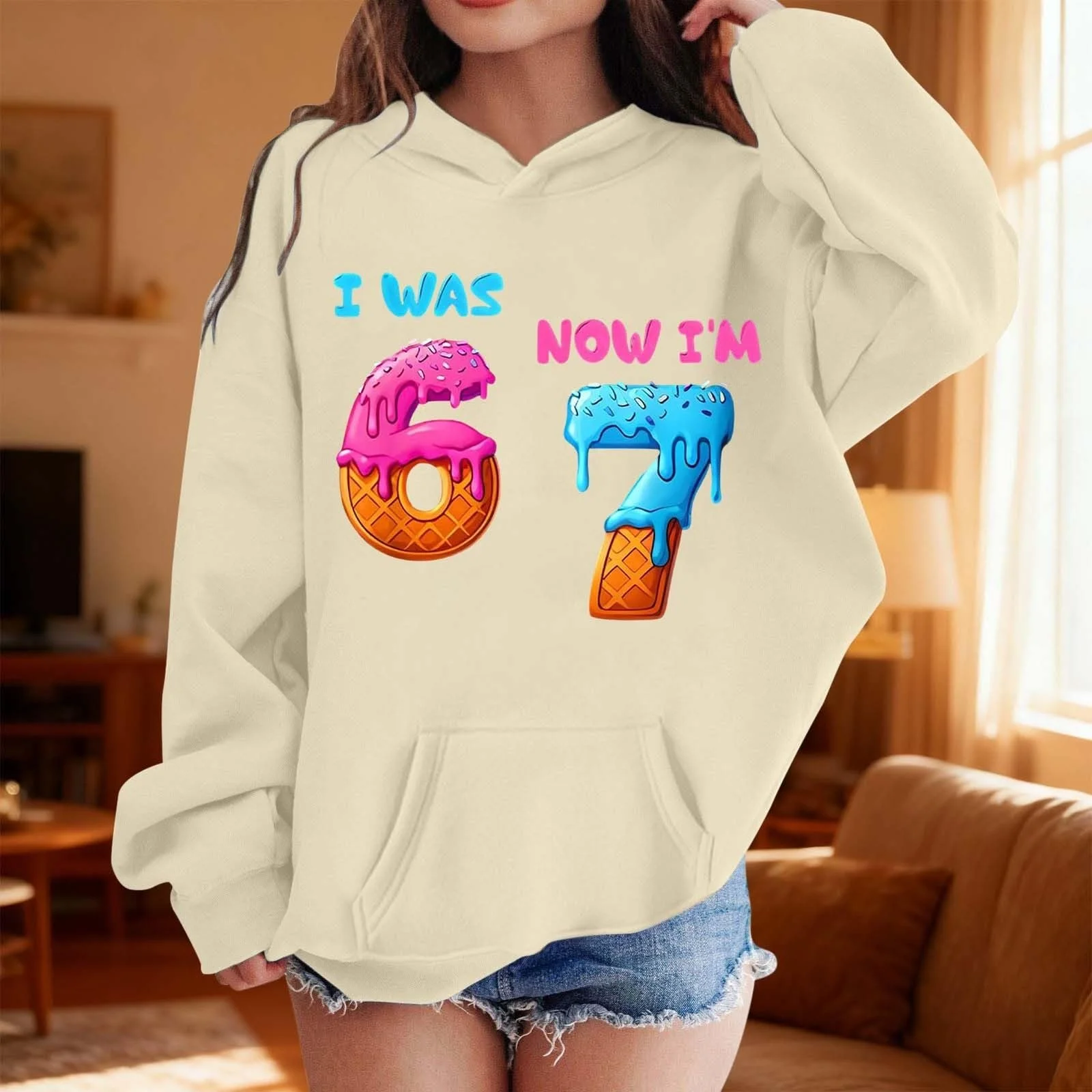 Худі для дівчат Sfwqoifou 67 з принтами, дихаюче худі, вуличний одяг, осінньо-зимова спортивна Світшот з довгими рукавами, унісекс пуловер, повсякденна куртка з капюшоном, фото №3