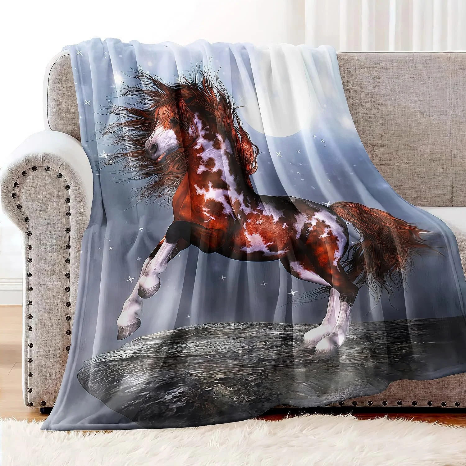 Плед YISUMEI Native Horse Флисовый 150 x 200 см, фото №3