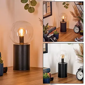 Настільна лампа HOFSTEIN Gastor Метал/Скло Чорна/Прозора Retro/Vintage Ø 15 см E14 - Фото 1