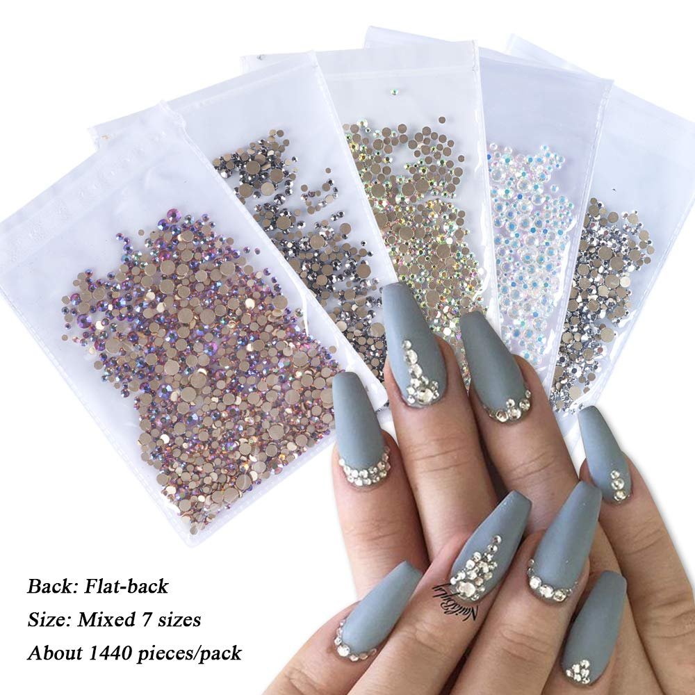 Стрази Різнокольорові 1440 шт. Flatback Блискучі для нігтів CrystalAB, фото №5