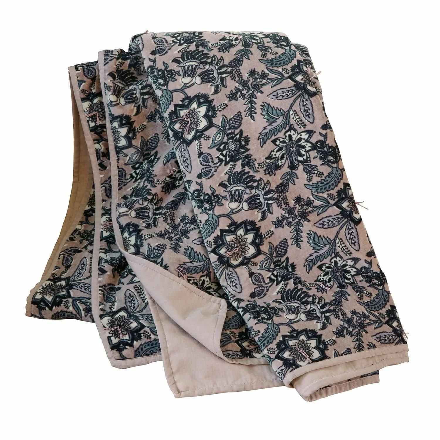 Покривало Loberon Elarion Квітковий візерунок М'який на дотик Рожевий/Блакитний, фото №1