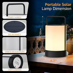 Настільна LED лампа на сонячній енергії для вулиці 2-в-1 бездротова акумуляторна 8 кольорів IP44 synthetic.ua - Фото 1