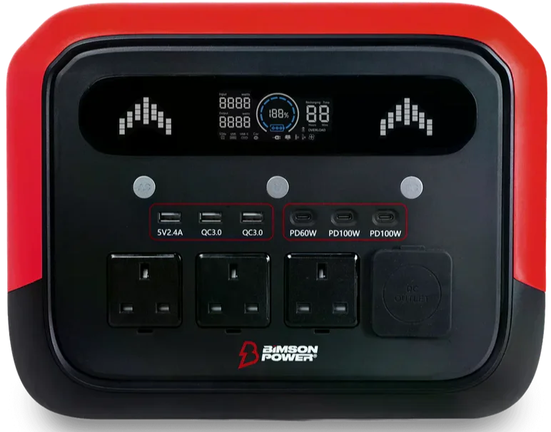 Зарядна станція Bimson Power BP1200PPS 2400 Вт / 1200 Вт / 1024 Вт*год / LiFePO4 / Швидка зарядка, фото №2