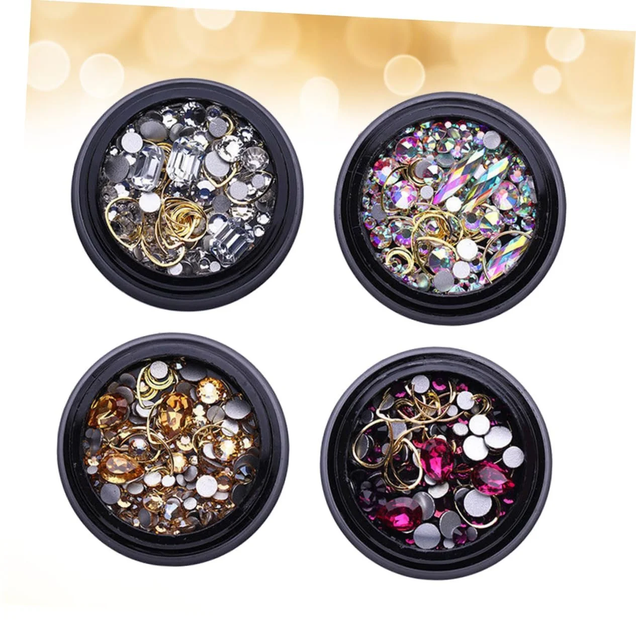 Украшения для ногтей Стразы FRCOLOR 4 коробки, украшения для ногтей, металлические кольца в форме гвоздей, маленькая черная бутылка, фото №6