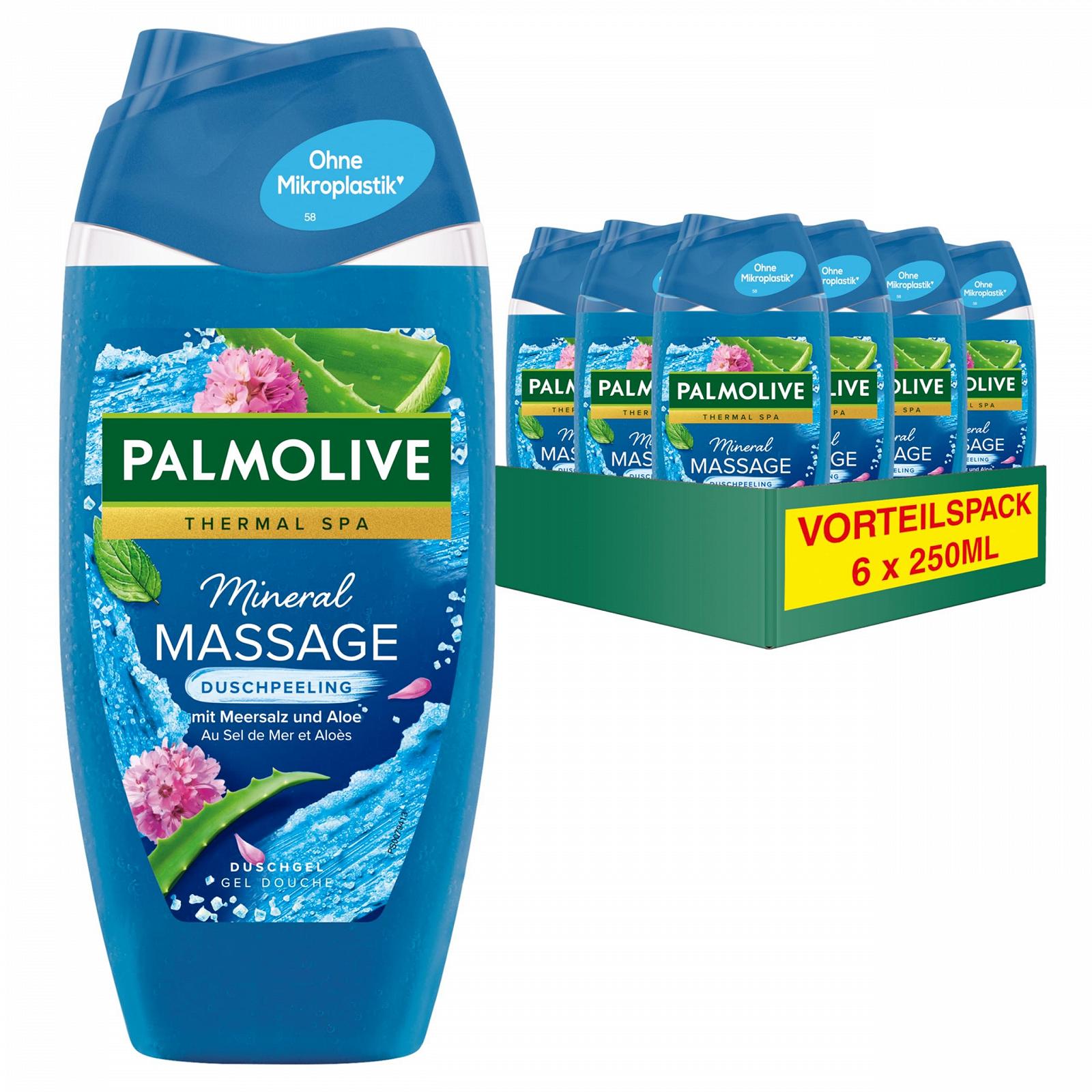 Гель для душу Palmolive Wellness Massage з морською сіллю та алое 6 x 250 мл, фото №1