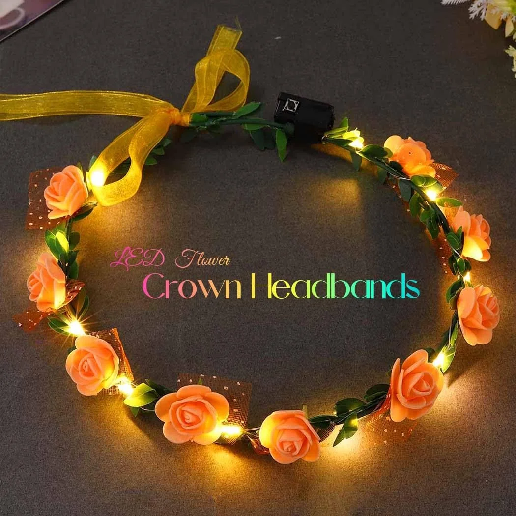 Вінок для волосся Квітка Світлодіодний Вінок Помаранчевий, фото №6 Вінок для волосся Квітка Світлодіодний Вінок Помаранчевий, фото №6