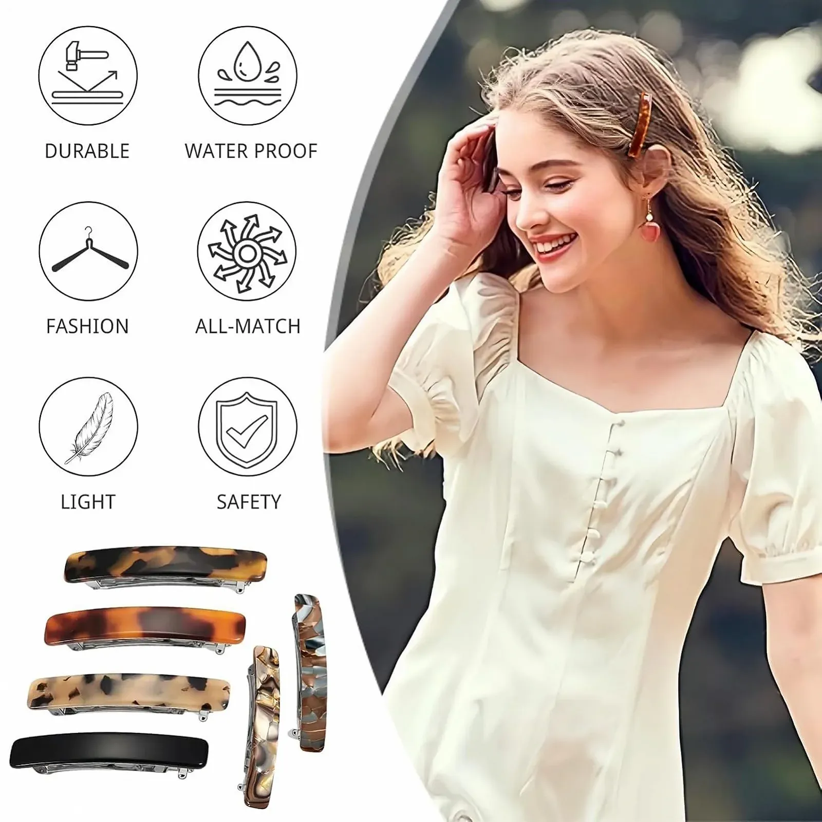 Заколки для волос 6 шт. Модные аксессуары под черепаховый панцирь для женщин, девушек-подростков для повседневных путешествий и свиданий, фото №8