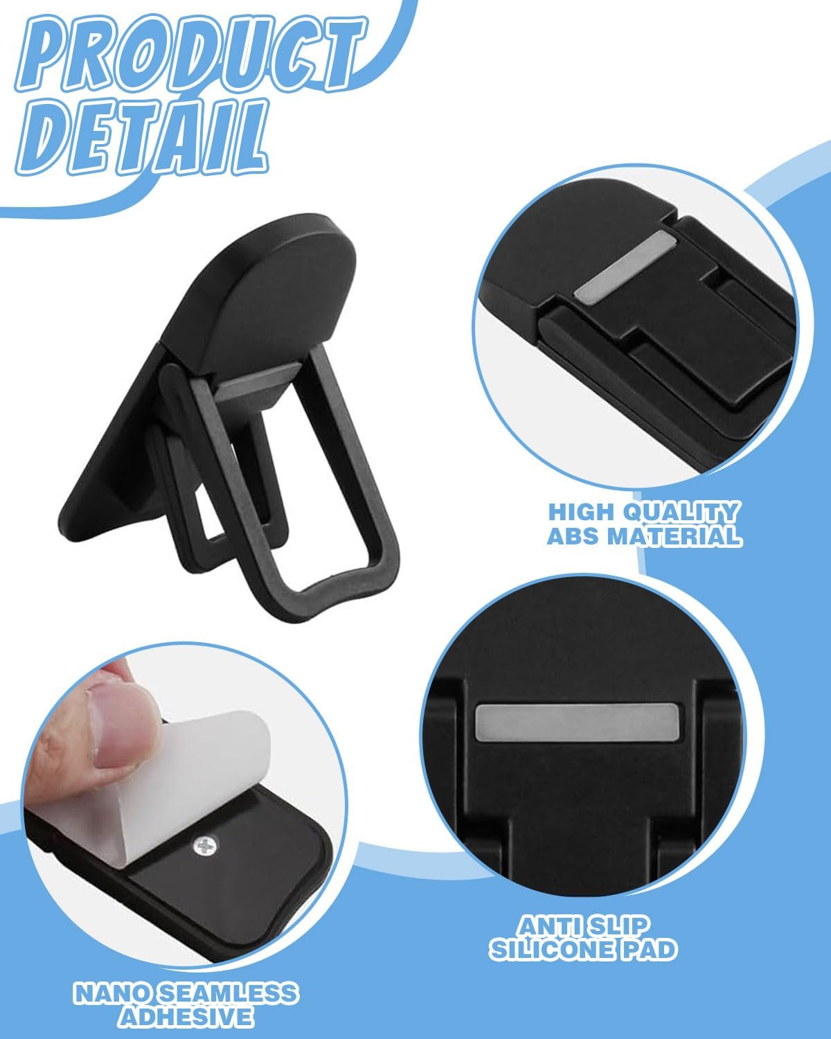 Подставка для ноутбука (4 шт. в упаковке) Invisible, складная, с 2 регулируемыми углами, портативная мини-подставка для клавиатуры, самоклеящаяся, для дома, офиса и путешествий, фото №3