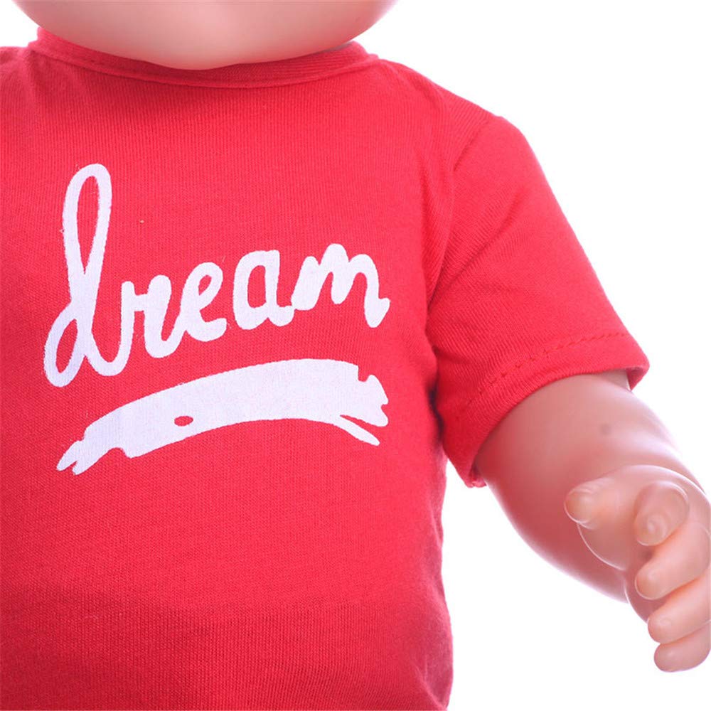 Одежда Uteruik для 18" кукол American Girl Повседневные образы - Красная футболка и короткие джинсы аксессуары костюма 2шт/набор, фото №4