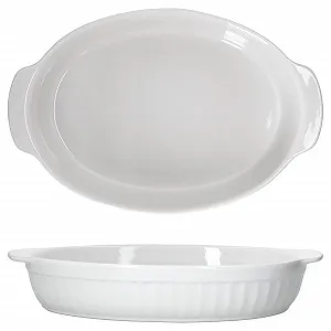 Набір форм для запікання MamboCat керамічні овальні 1.8 л 36 см Білі 2 шт. synthetic.ua - Фото 1