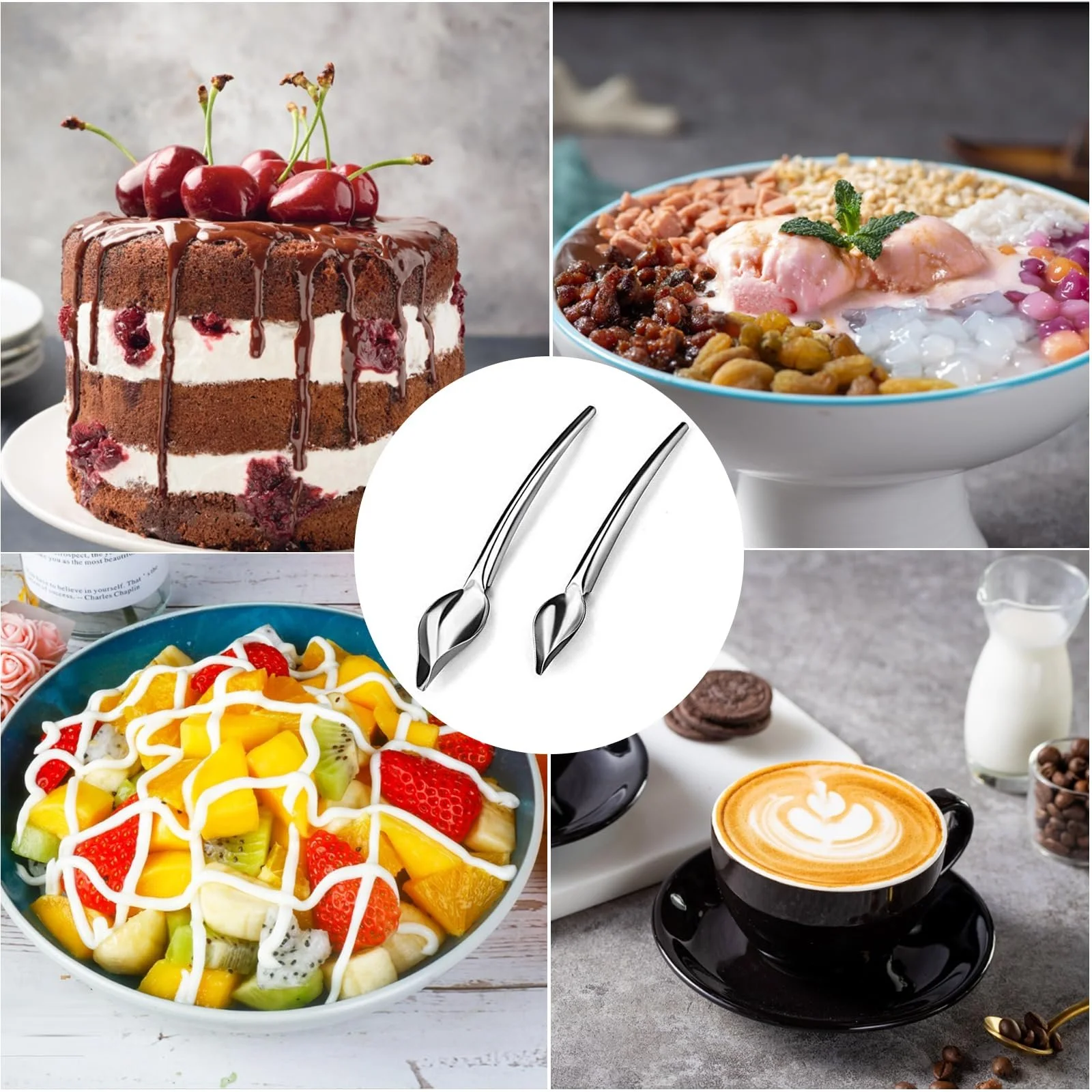 Набір з 2 декоративних ложок з нержавіючої сталі з прецизійними наконечниками, фото №7