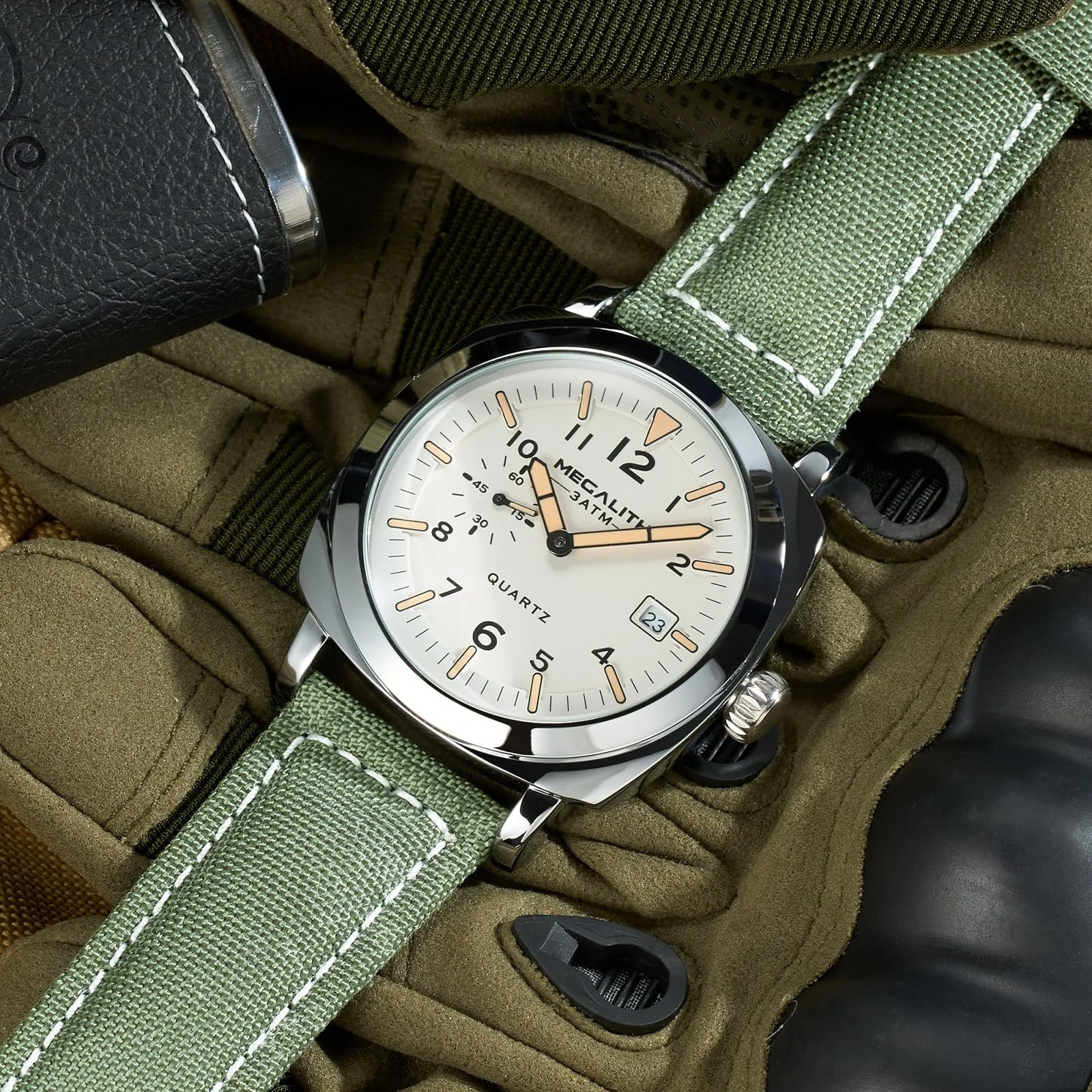 Годинник MEGALITH Кварцовий Аналоговий Чоловічий Водонепроникний Срібний Спортивний, фото №3