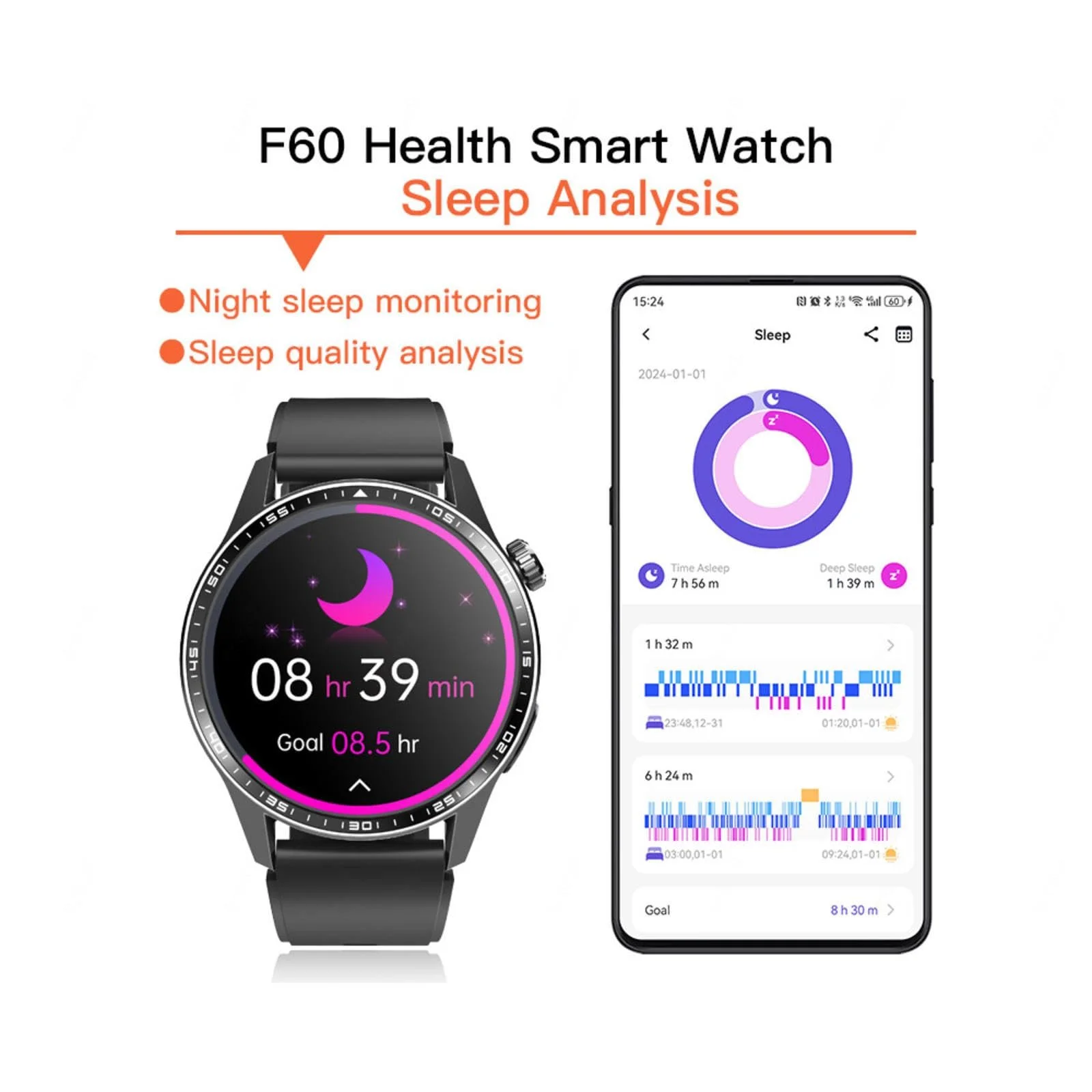 Смартчасы Gesundheitsuhr F600511, 1.55", Серый, фото №2