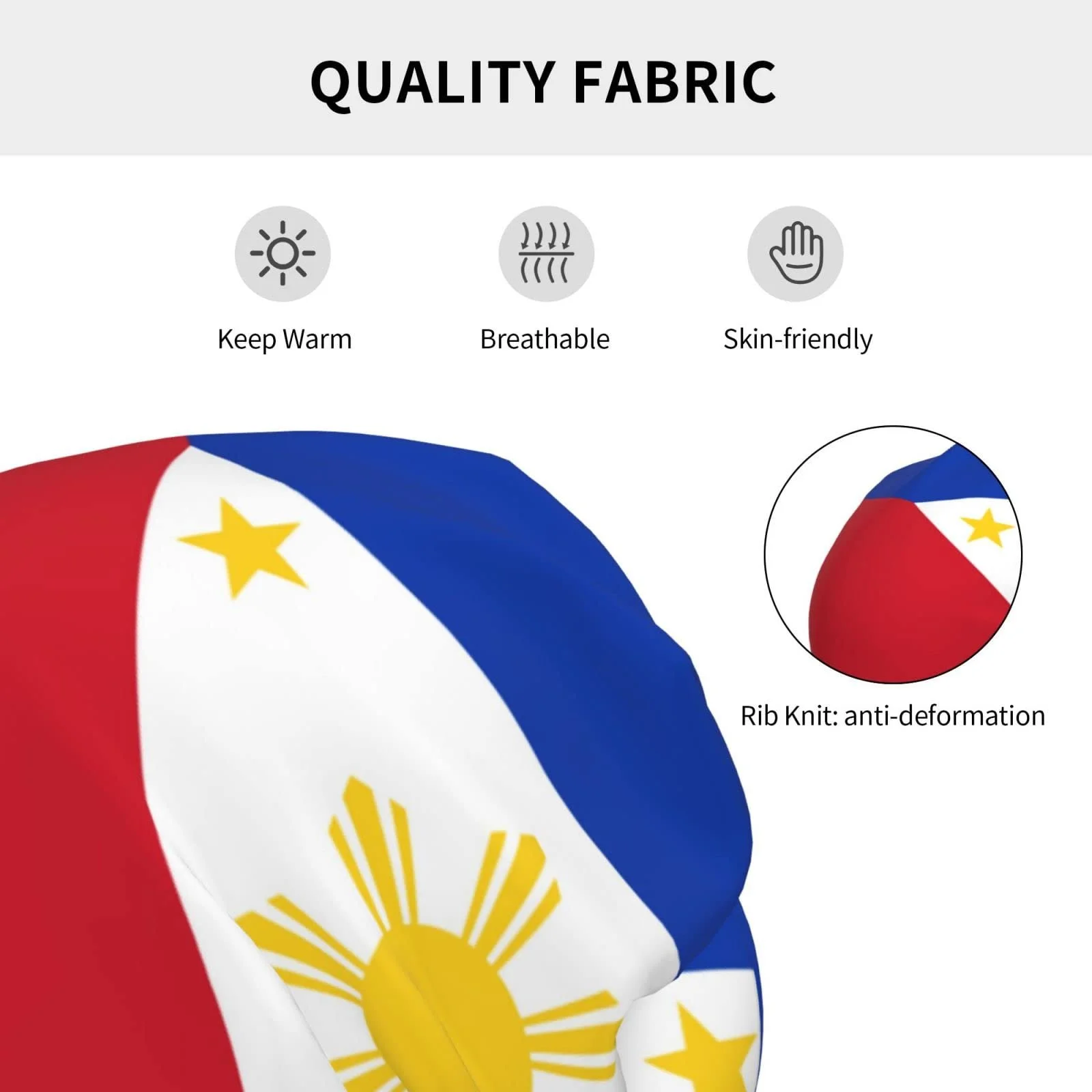 Шапка-бини с филиппинским флагом LOUJIN для девочек, один размер, фото №6