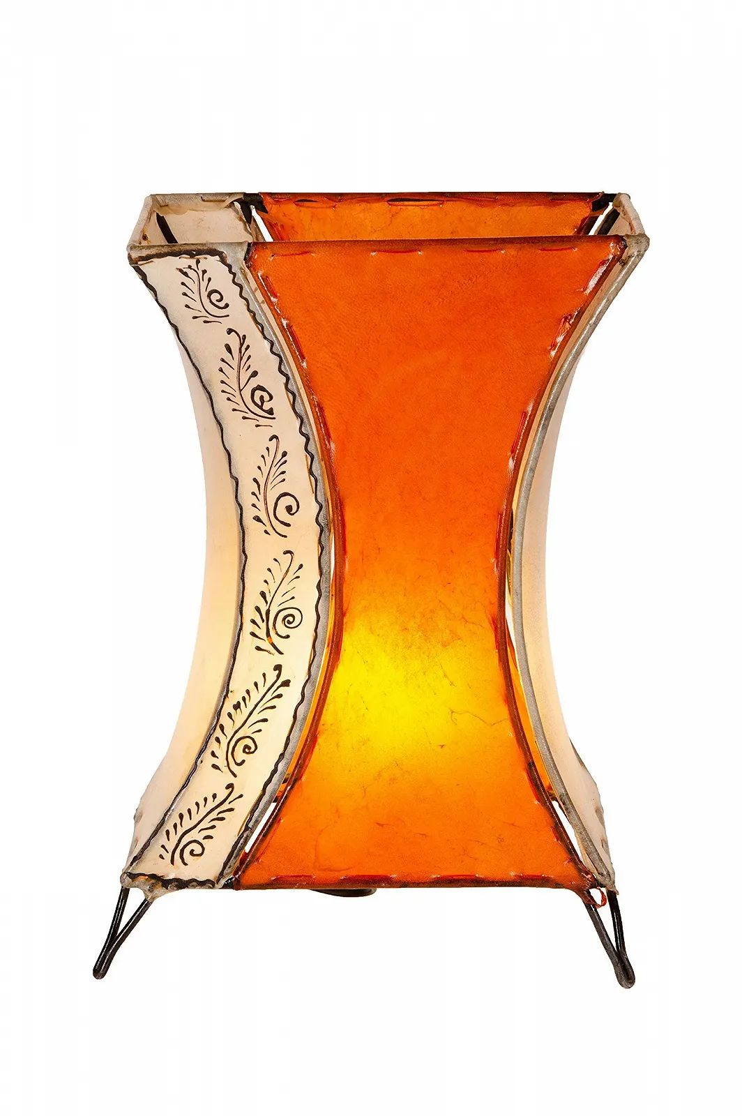 Настільна лампа Marrakesch Orient & Mediterran Interior Chika Asian 40 см шкіряна металева помаранчева бежева, фото №4