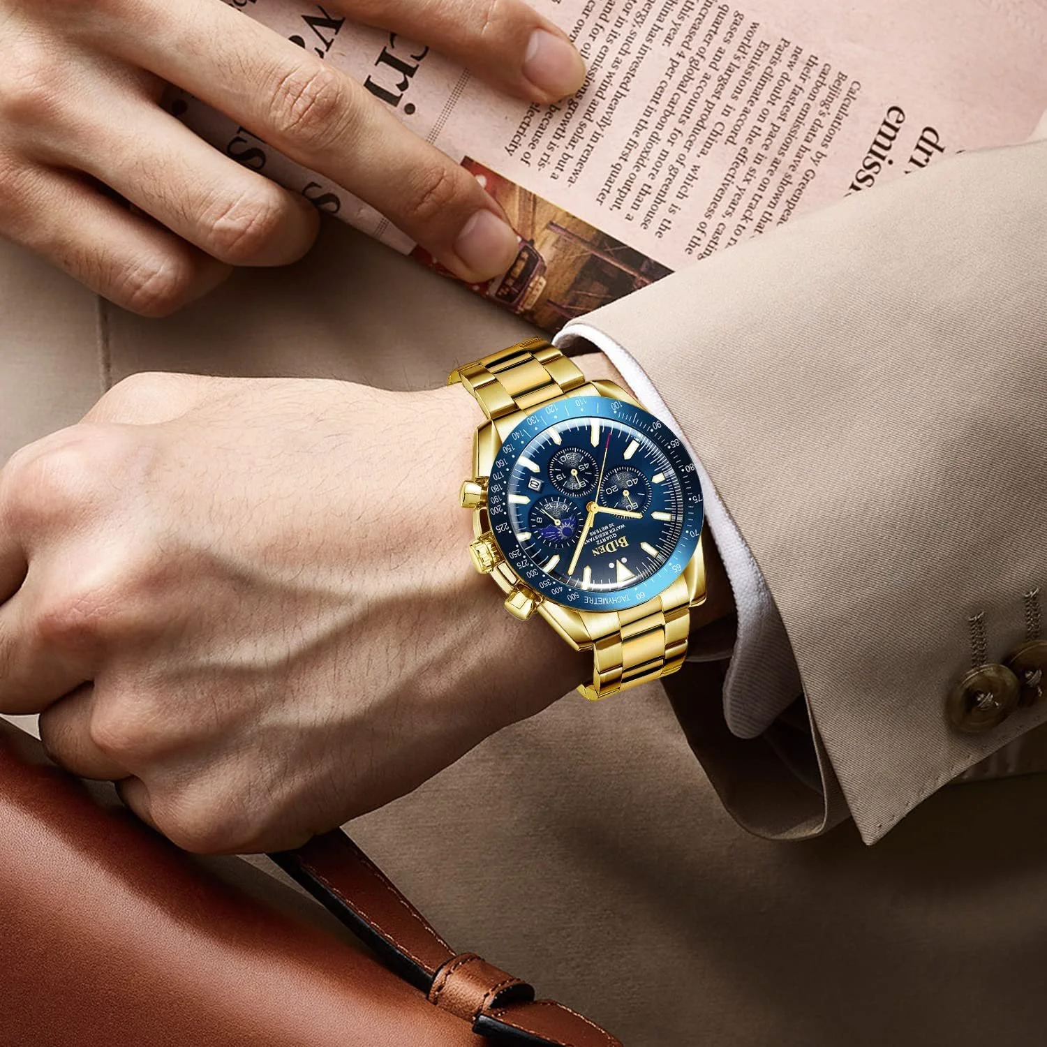 Чоловічий годинник HANPOSH Хронограф з нержавіючої сталі Водонепроникний, фото №7 Чоловічий годинник HANPOSH Хронограф з нержавіючої сталі Водонепроникний, фото №7