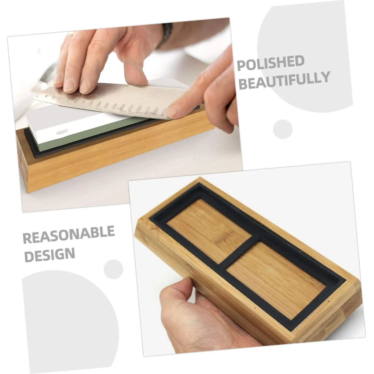 Тримач для точильного каменю Ciieeo 2 набори, бамбук, для мокрих каменів, стійкий, фото №5