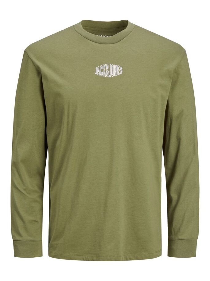 Футболка JORWORLDS TEE LS CREW NECK 12196539-Martini Olive-Fit:RELAXED Jack&Jones Зелений M, фото №5