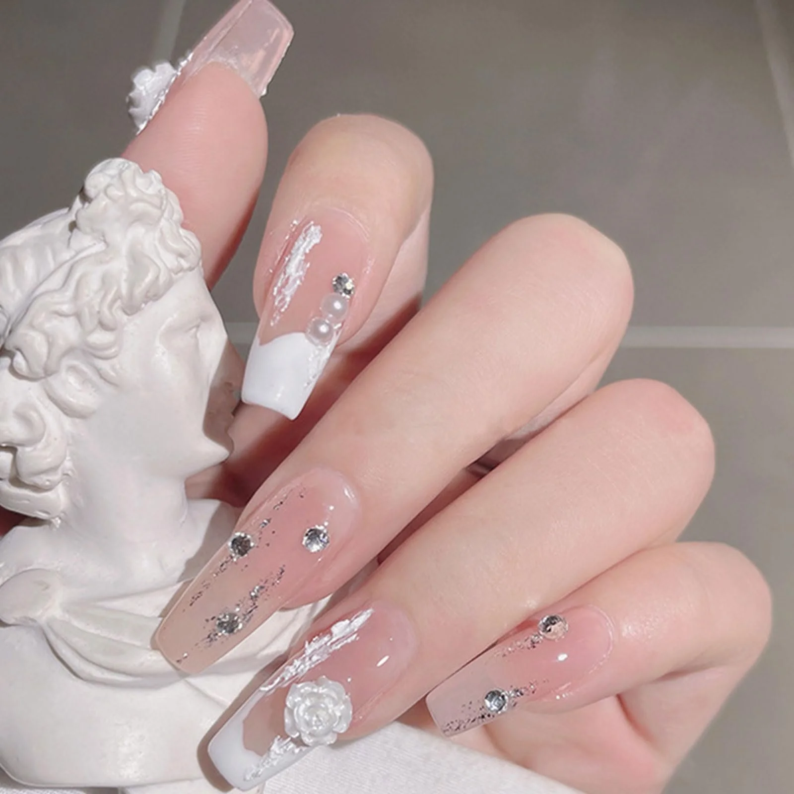 3D Цветок Подвески для ногтей, Белый Черный Прозрачный Акрил Камелия Украшения для ногтей Бабочка Стразы для ногтей Драгоценности с Мини Бисером, фото №7