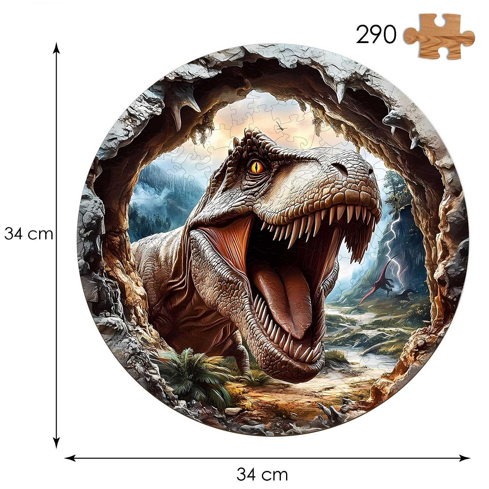 Дерев'яний 3D-пазл T-Rex Dinosaur 300 елементів Дерев'яна коробка Міні-мольберт, фото №2