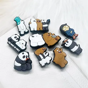 Джибітси Ми звичайні ведмеді We Bare Bears Грізлі, Панда, Білий ведмідь, мультяшні герої прикраси для крокс аксесуари набір 10 шт synthetic.ua - Фото 1