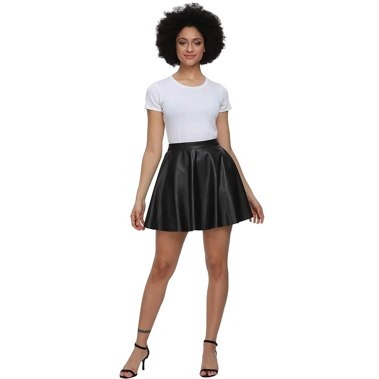 Спідниця Скейт Fahsyee Шкіряна Міні A-силуету Чорний, фото №2