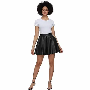 Спідниця Скейт Fahsyee Шкіряна Міні A-силуету Чорний synthetic.ua - Фото 1