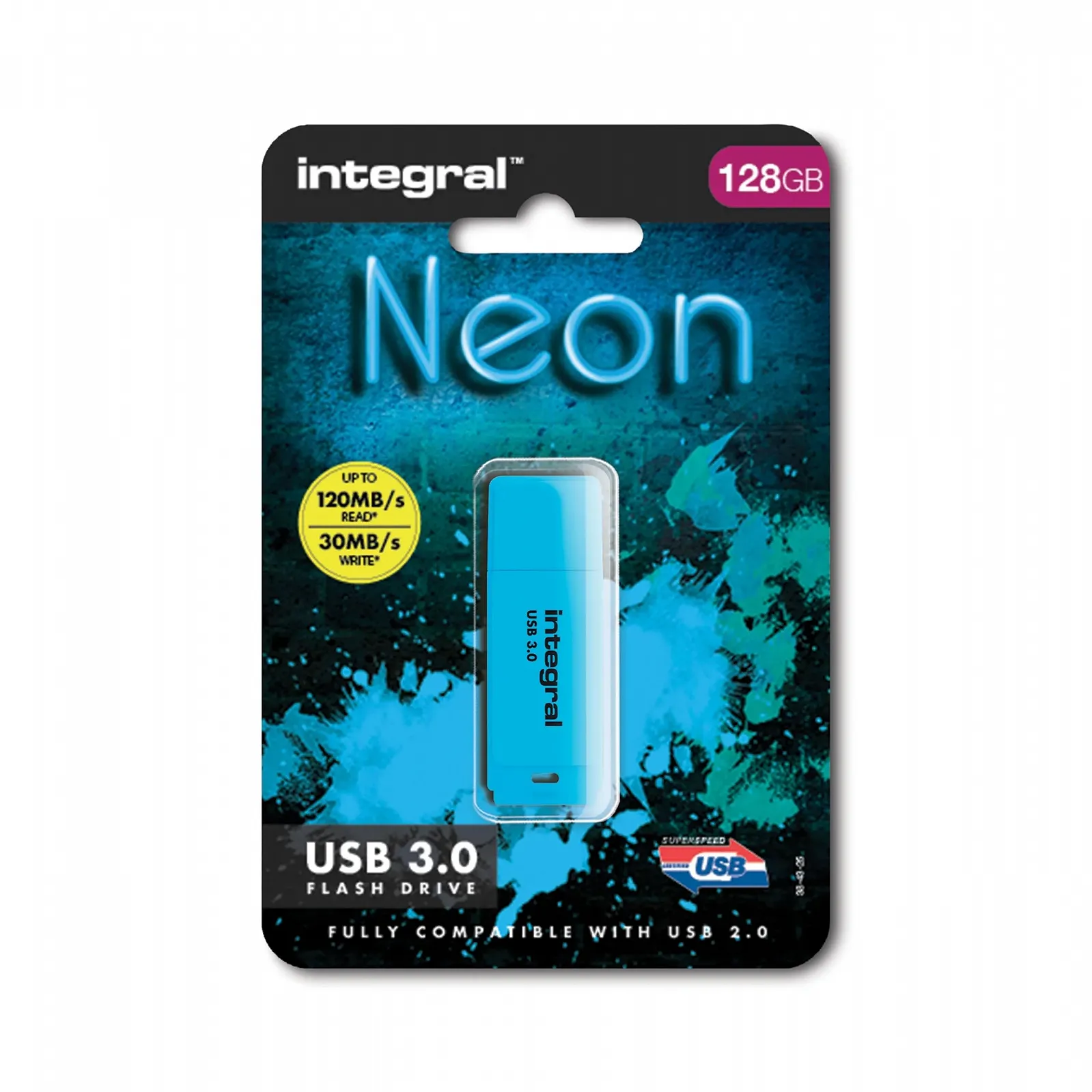USB-накопичувач Integral Neon 128GB USB 3.0 Blue, фото №2