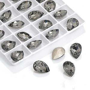 Кришталеві блискітки різних розмірів, блискучі перлини, Чорний, 20 x 30 мм, 12 шт - Фото 1