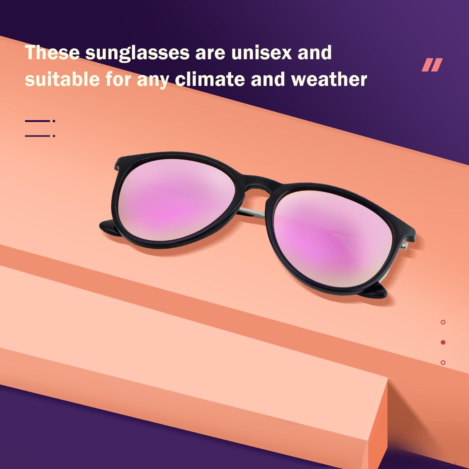 Сонцезахисні окуляри Perkanion Поляризовані Жіночі Круглі UV400 Захист Ретро Вінтажні Рожевий, фото №5