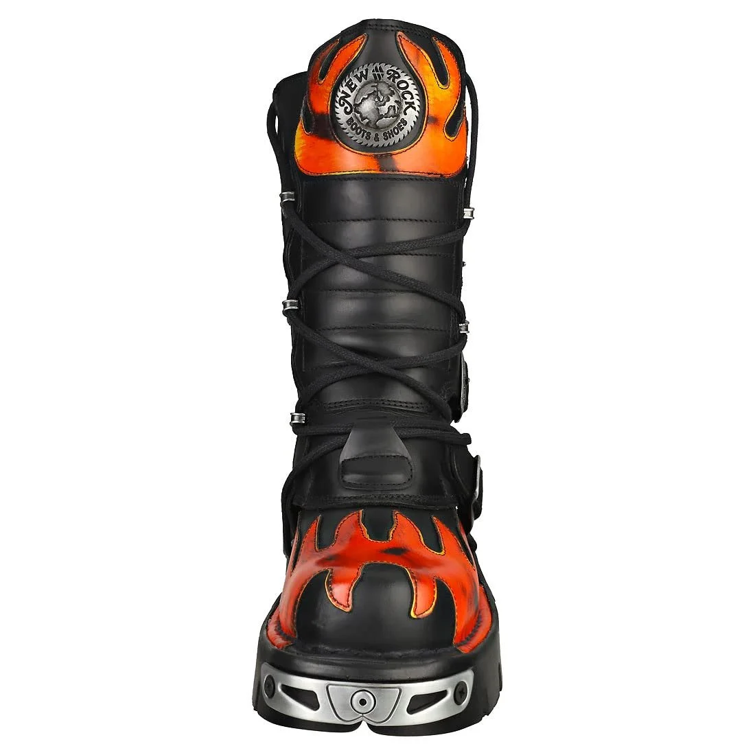 Черевики New Rock Reactor Black Pulik Fire Buckles Шкіряні Metallic Flames Black M.591-S16, фото №3