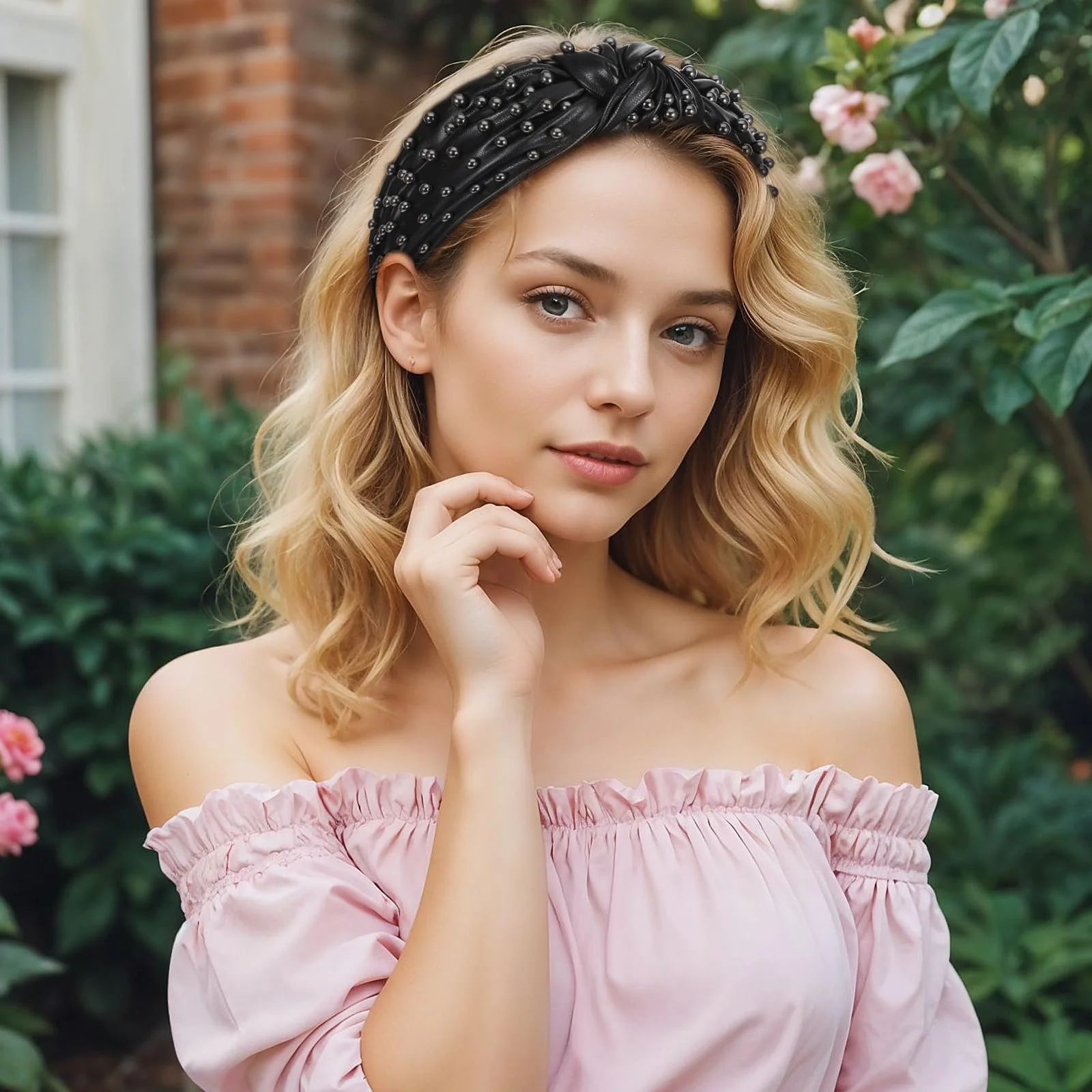 Обруч Чорний з перлинами для жінок і дівчат, фото №4