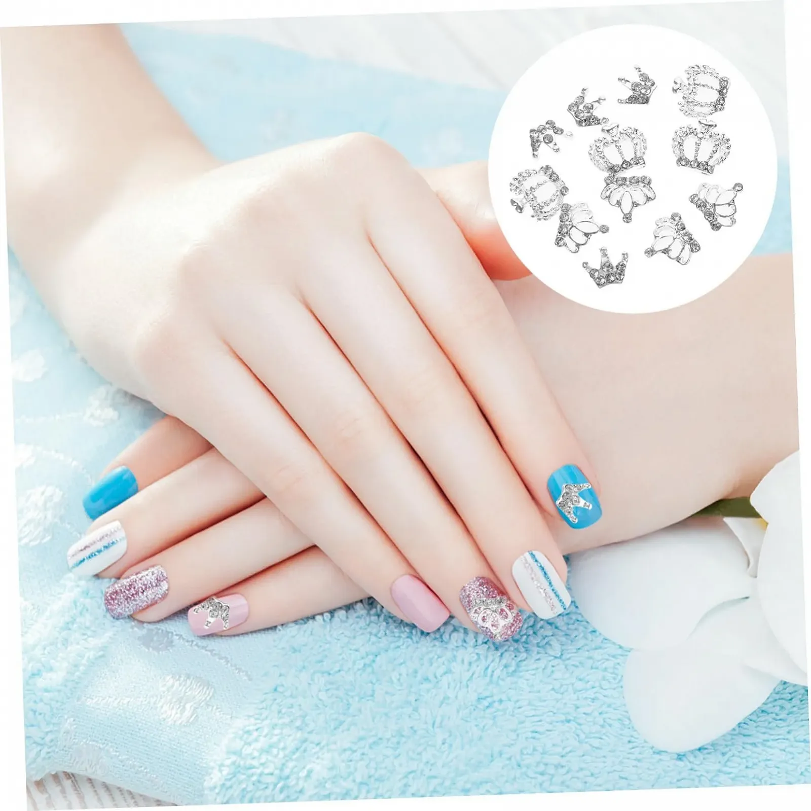 Набор для маникюра Корона PLAFOPE, 12 шт., украшения для ногтей, маникюрный набор, украшения для маникюра, блестки для ногтей, аксессуары для ногтей, сплав, фото №5