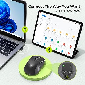 Мышь беспроводная seenda, Dual Mode (Bluetooth + 2.4G USB), Черная synthetic.ua - Фото 1