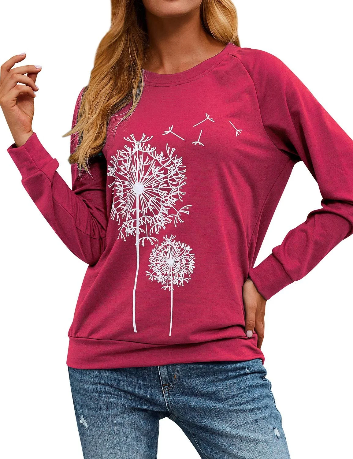 Женский свитшот Dresswel Одуванчик с длинными рукавами, принт одуванчика, осенне-зимний пуловер, блузка, топы, фото №2