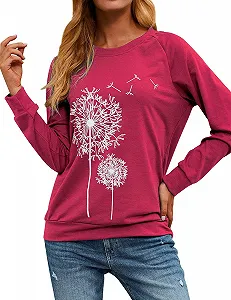 Женский свитшот Dresswel Одуванчик с длинными рукавами, принт одуванчика, осенне-зимняя блуза, топы synthetic.ua - Фото 1