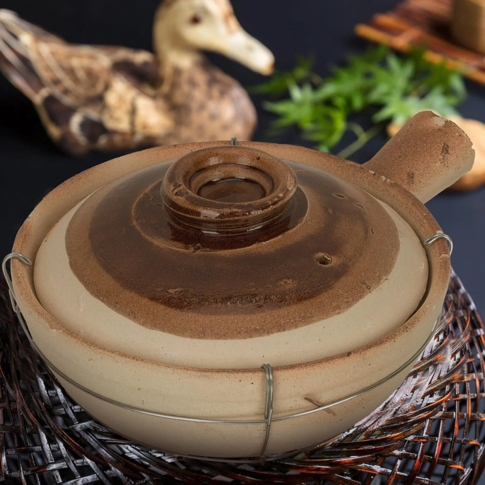 Кастрюля NUOBESTY глиняная с ручкой и железной ручкой традиционная Белая, фото №9