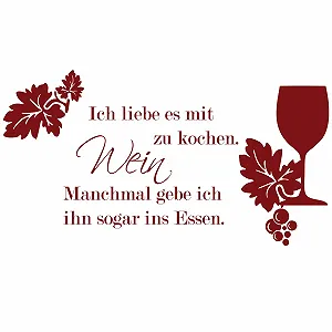 Наклейка на стіну GRAZDesign Кухонна цитата "I Love It with Wine to Cook" 56 x 30 см 070 Чорний synthetic.ua - Фото 1